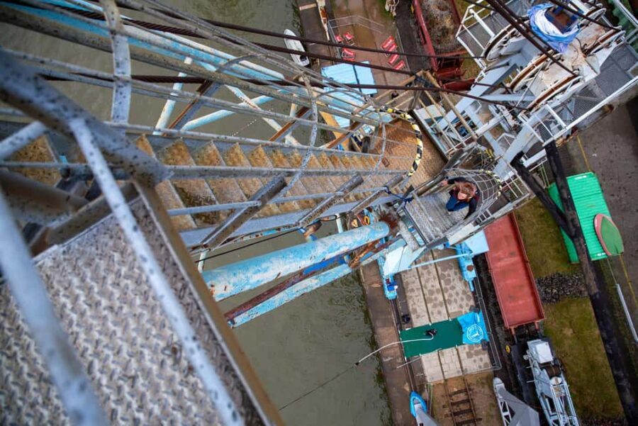 Hamburg: Bungee Jumping 50 Meters High over the Harbor - Entering the jump zone: Shed 50A and the harbor museum area